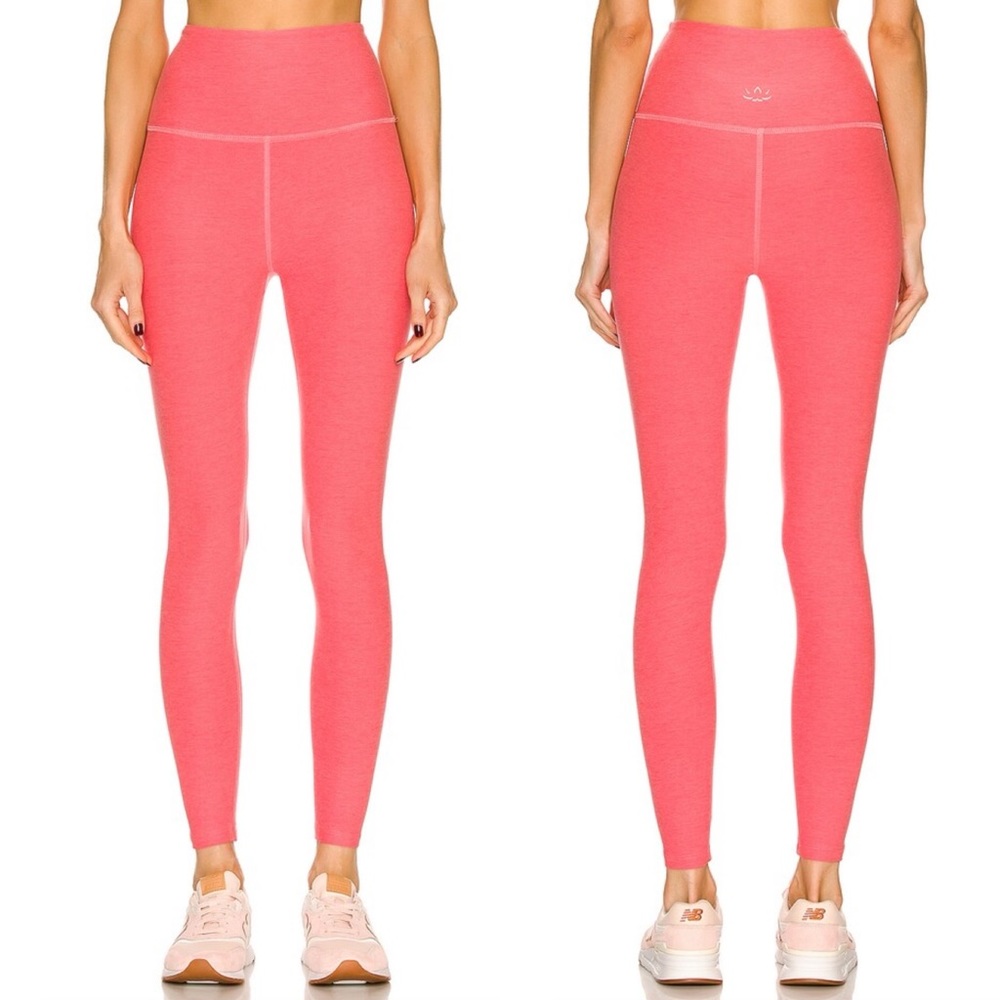 Beyond Yoga Caught In The Midi High Waisted Spacedye Leggings Pink Crush Rose